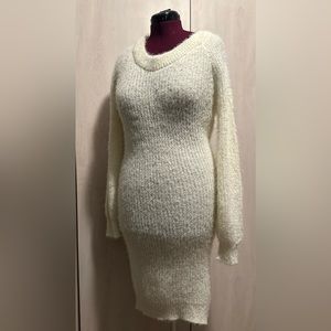 FASHION NOVA Cozy Off The Shoulder Winter White Sweater Dress Size 2X